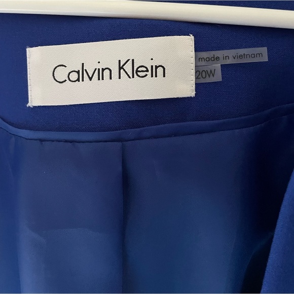 Calvin Klein cobalt blue collarless silver metal zipper blazer size 20 W - Picture 7 of 7